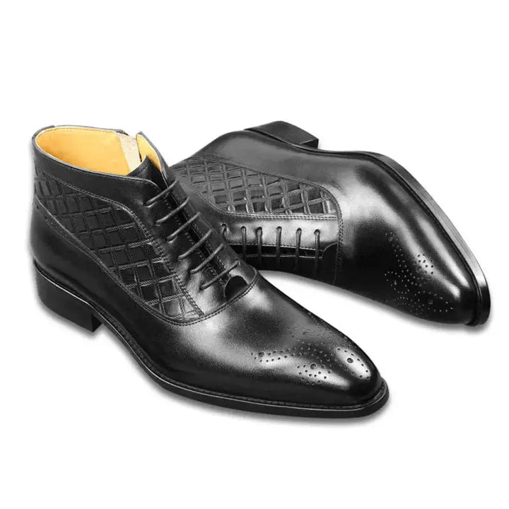 The chiaro 4 - Men's Two tone alligator print and plain leather boots (zipper) - Ashour Shoes