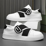 Stile - Men's Modern Slip-On Leather Sneakers with Elastic Straps - Ashour Shoes