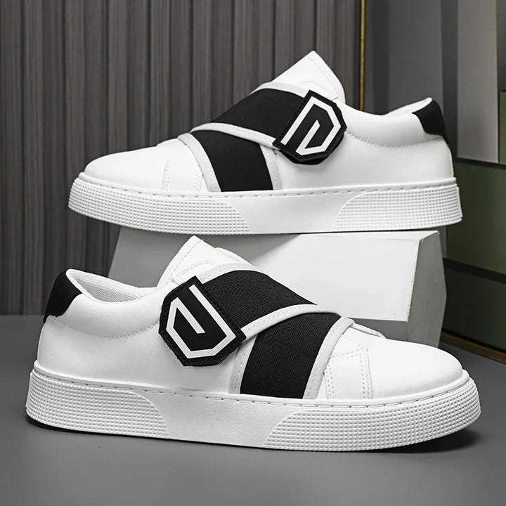Stile - Men's Modern Slip-On Leather Sneakers with Elastic Straps