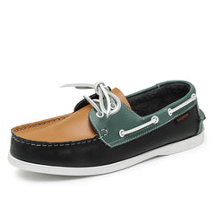 Vela - Men's Multi-Color Patchwork Leather Boat Loafers - Ashour Shoes