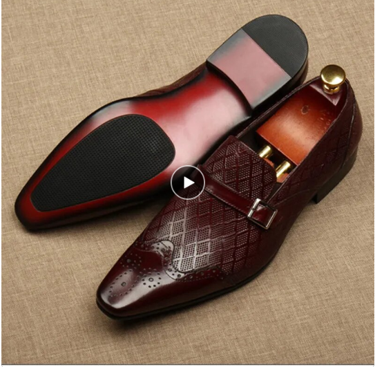 The Rossi 4 - Red Bottom Classic Leather Monkstrap Loafers (single buckle)