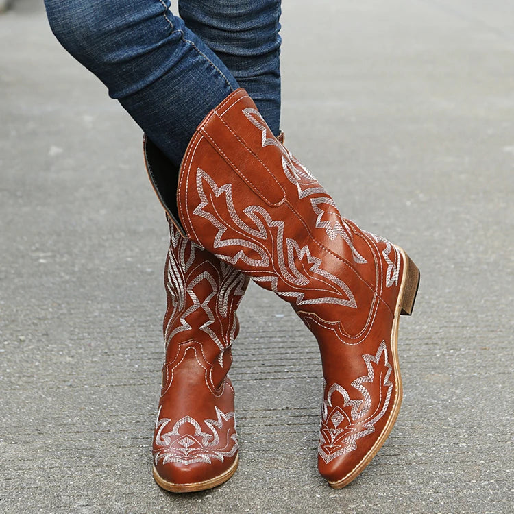 GDO - Vegan leather cowboy boots for women