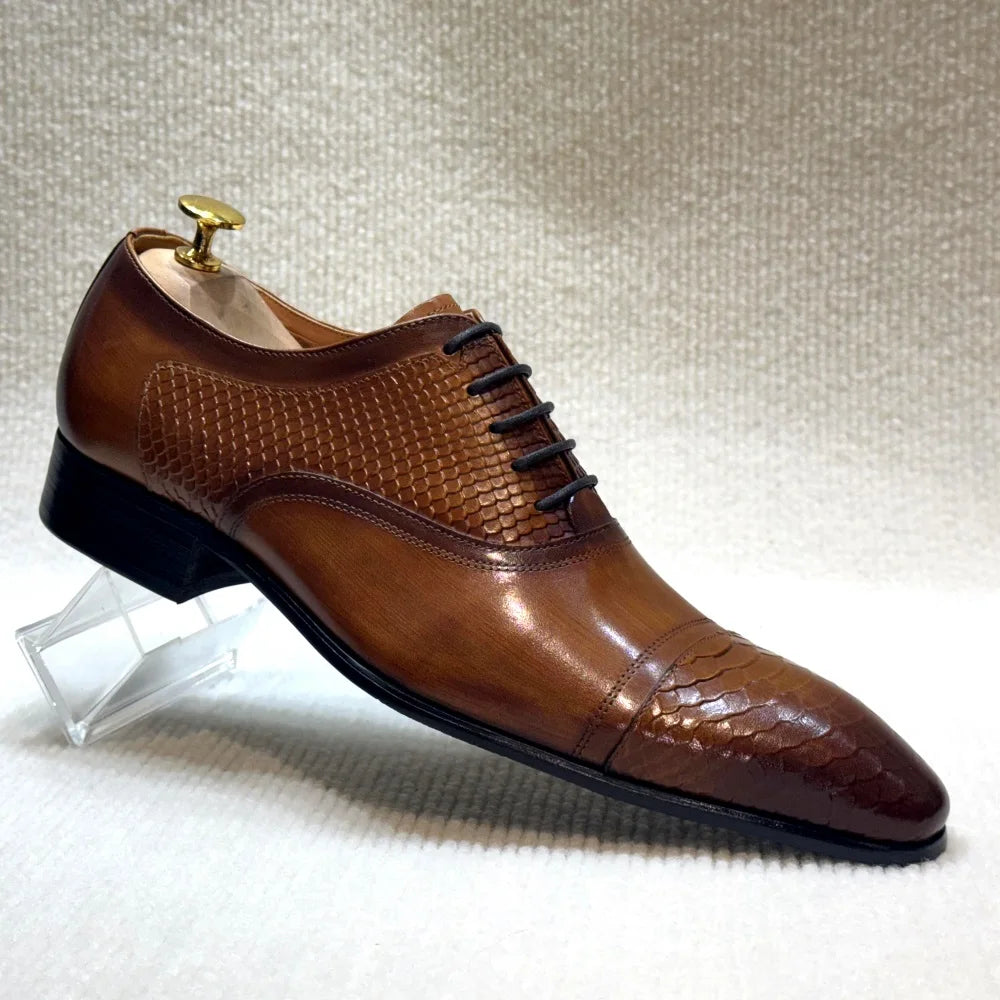 Lirona - Men-s leather oxford dress shoes in brown or black - Ashour Shoes