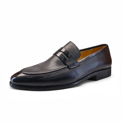 Stile - Men's Textured Genuine Leather Penny Loafers - Ashour Shoes
