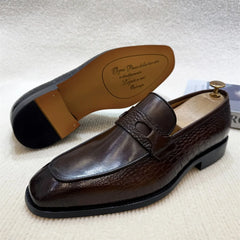 Eleganza - Men's Dark Brown Crocodile Print Leather Loafers - Ashour Shoes