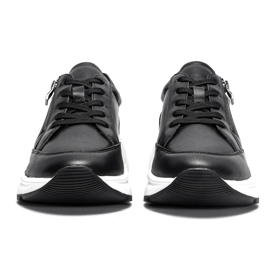Zenith - Women's Casual Leather Platform Sneakers with Side Zipper