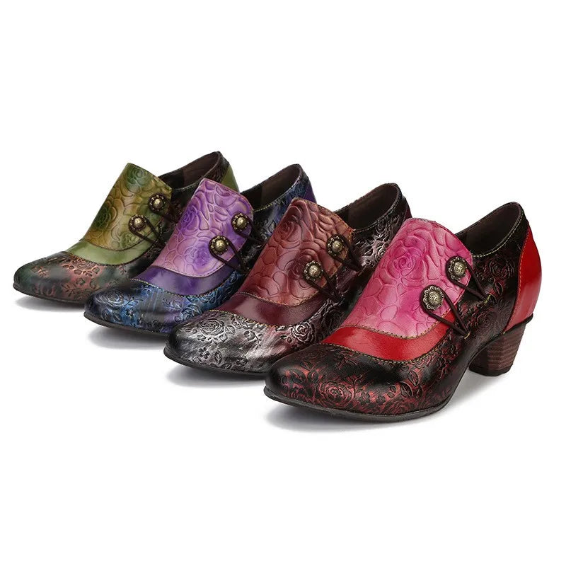 Girsby2 -  colorful Retro leather booties for women