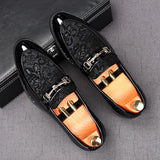 Maestro - Men's Luxury Patent Leather Floral Embossed Loafers - Ashour Shoes