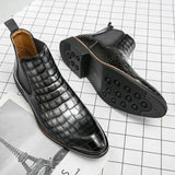 Calviro – Men’s Crocodile-Embossed Chelsea Boots – vegan Leather Ankle Boots - Ashour Shoes