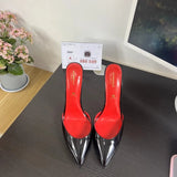 POX3 - Red Bottom High Heels in Patent Leather Pointed Toe Stiletto Pumps for Women - Ashour Shoes