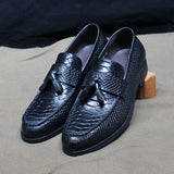 Alino - crocodile print tassel leather loafers for men - Ashour Shoes