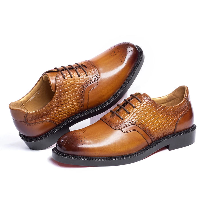 Aurelio – Men’s red bottoms sole shoes - Dual-Leather Oxford Shoes