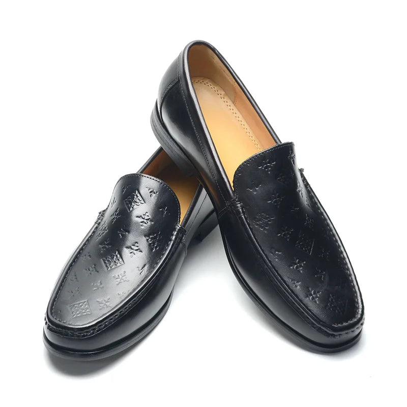 Smeraldo - Men's Luxury Green Embossed Leather Slip-On Loafers - Ashour Shoes