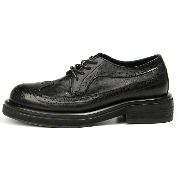 Maestro - Men's Distressed Leather Brogue Derby Shoes with Chunky Sole