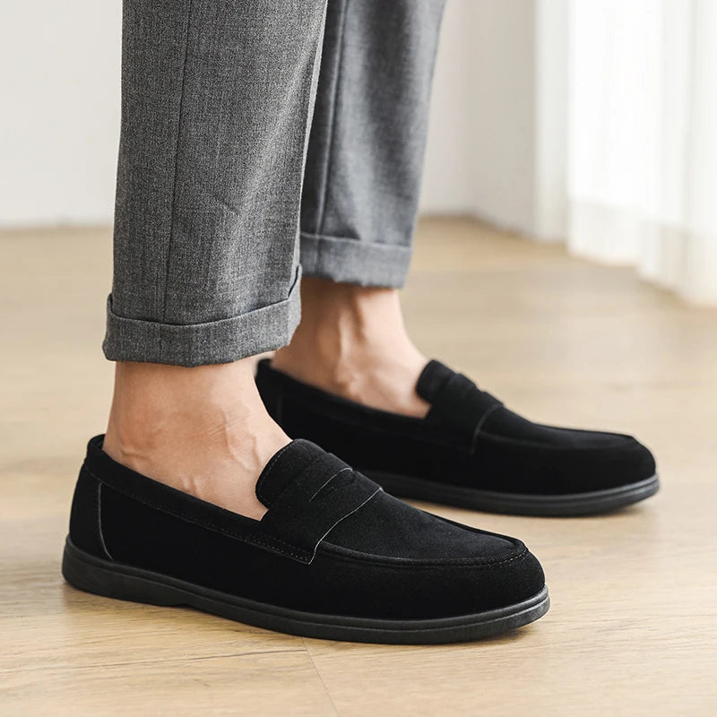Comodo - Men's Casual Suede-Texture Slip-On Loafers - Ashour Shoes