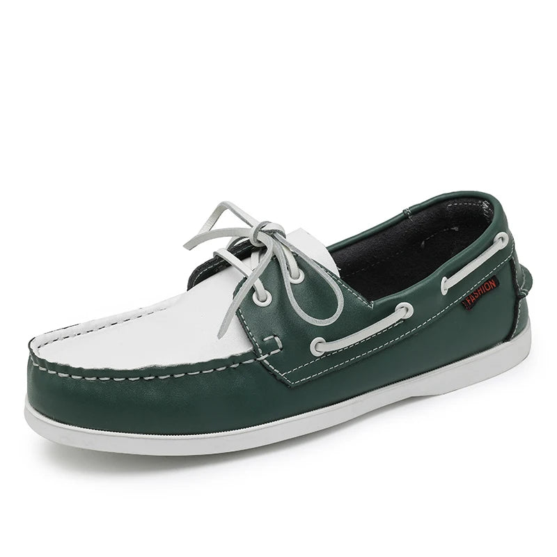 Vela - Men's Multi-Color Patchwork Leather Boat Loafers - Ashour Shoes