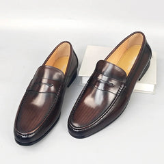 Classico - Men's Elegant Burnished Leather Penny Loafers - Ashour Shoes