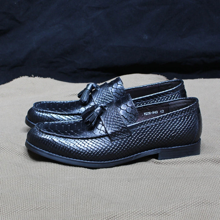 Alino - Alligator print tassel leather loafers for men