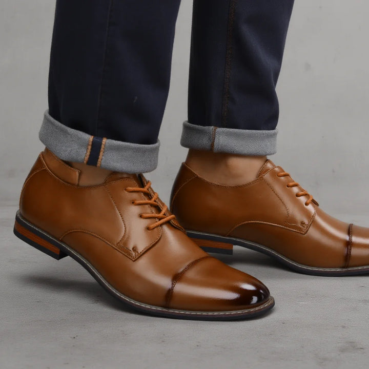 Brunito - Men's Polished Cap Toe Derby Dress Shoes