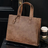 Suma - Men's Vegan Leather Tote Bag – Stylish Vintage Handbag for Everyday Versatility - Ashour Shoes