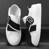 Stile - Men's Modern Slip-On Leather Sneakers with Elastic Straps - Ashour Shoes