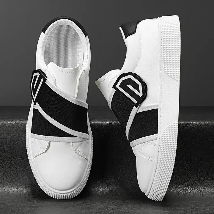 Stile - Men's Modern Slip-On Leather Sneakers with Elastic Straps