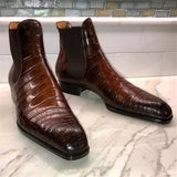 Calviro – Men’s Crocodile-Embossed Chelsea Boots – vegan Leather Ankle Boots - Ashour Shoes