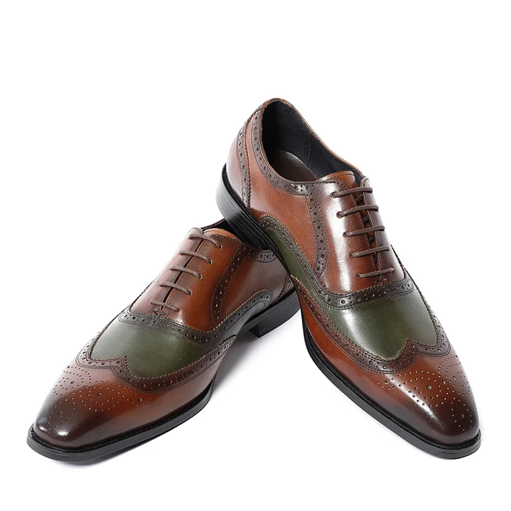 il gestore 2 - Elegant two tone spectator leather oxford shoes for men - Ashour Shoes
