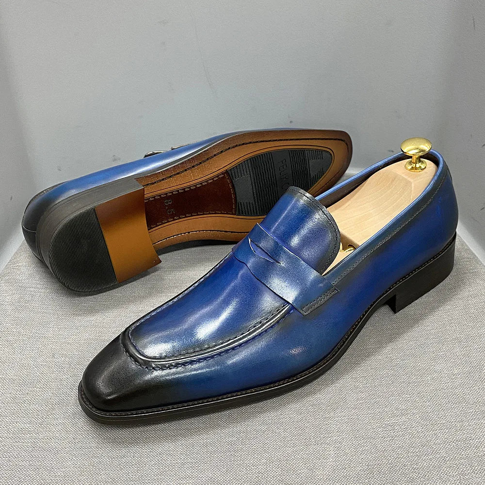 Romi2 - Stylish Leather penny loafers for men. Big sizes (US 15)