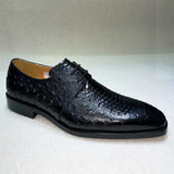 Orsano – Men’s Ostrich-Print Leather Oxford Shoes – Genuine Leather Dress Shoes - Ashour Shoes