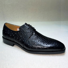 Orsano – Men’s Ostrich-Print Leather Oxford Shoes – Genuine Leather Dress Shoes - Ashour Shoes