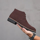Stile - Men's Navy Faux Suede Lace-Up Chukka Boots - Ashour Shoes