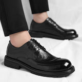 Stile - Men's Burnished Leather Lace-Up Oxford Dress Shoes with Chunky Sole - Ashour Shoes
