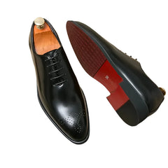 Il Rosso Nuov - Whole cut Red bottom sole oxford dress shoes for men with brogueing - Ashour Shoes