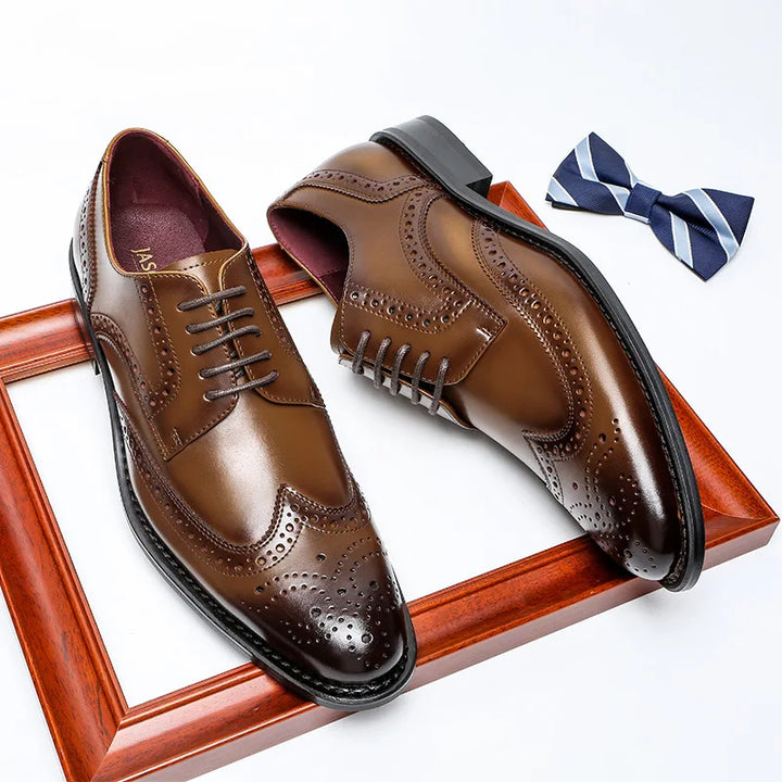 Signore - Men's Elegant Polished Leather Cap Toe Oxford Dress Shoes