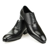 simaya - leather oxford dress shoes. textured detailing. Big sizes. - Ashour Shoes