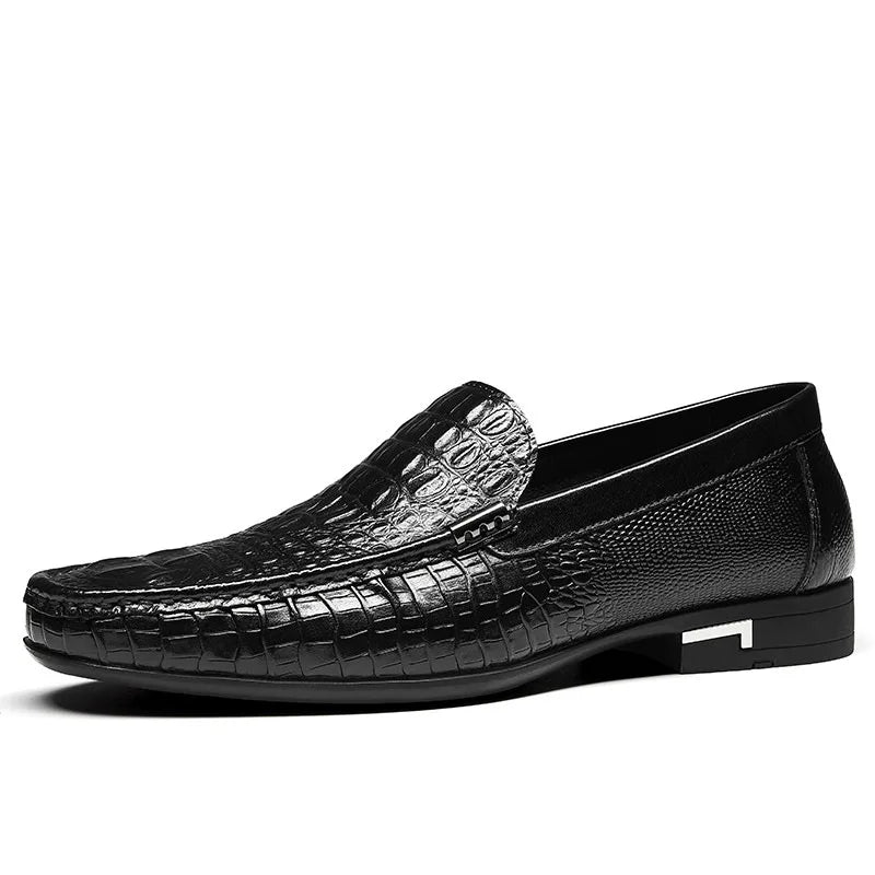 Marino – Men’s Alligator-Embossed Leather Loafers Boat & Driving Shoes - Ashour Shoes