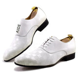 Ardito - Men's Luxury Genuine Leather Oxford Dress Shoes with Embossed Checkered Print - Ashour Shoes