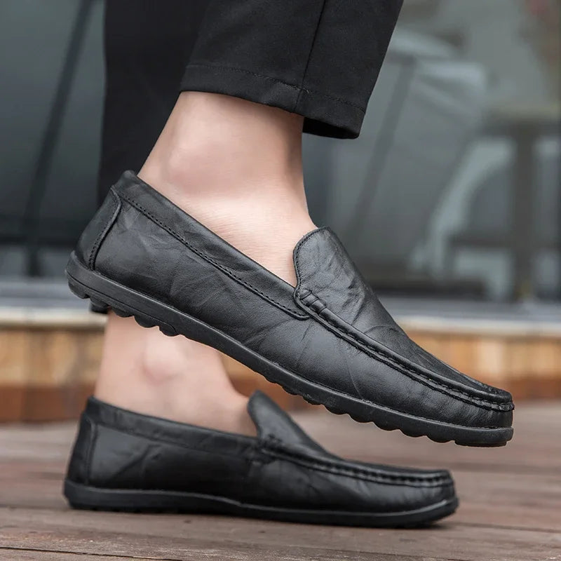 Comodo - Men's Classic Genuine Leather Driving Loafers - Ashour Shoes