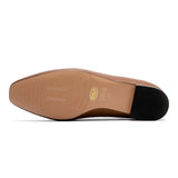 Serrata - Women's Black Faux Leather Loafers - Square Toe Gold Lock Detail Slip-On Flats - Ashour Shoes