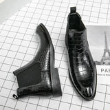 Bromley – Men’s Alligator-Print Leather Ankle Boots – Winter Dress Boots - Ashour Shoes