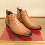 Lucente - Men's Elegant Croc-Embossed Chelsea Boots - Ashour Shoes