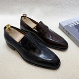 Eleganza - Men's Dark Brown Crocodile Print Leather Loafers - Ashour Shoes