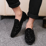 Sfarzo - Men's Black Crystal Embellished Slip-On Loafer Dress Shoes - Ashour Shoes