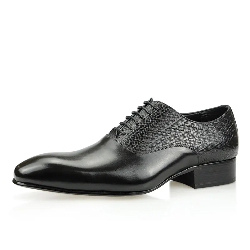 simaya - leather oxford dress shoes. textured detailing. Big sizes. - Ashour Shoes