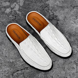 Neravo – Men’s Crocodile & Alligator pattern leather Mules. Backless Slip-On - Ashour Shoes
