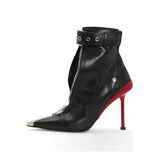 POX5 - Red bottom Stiletto shoes for women with a buckle and a zipper closure - Ashour Shoes