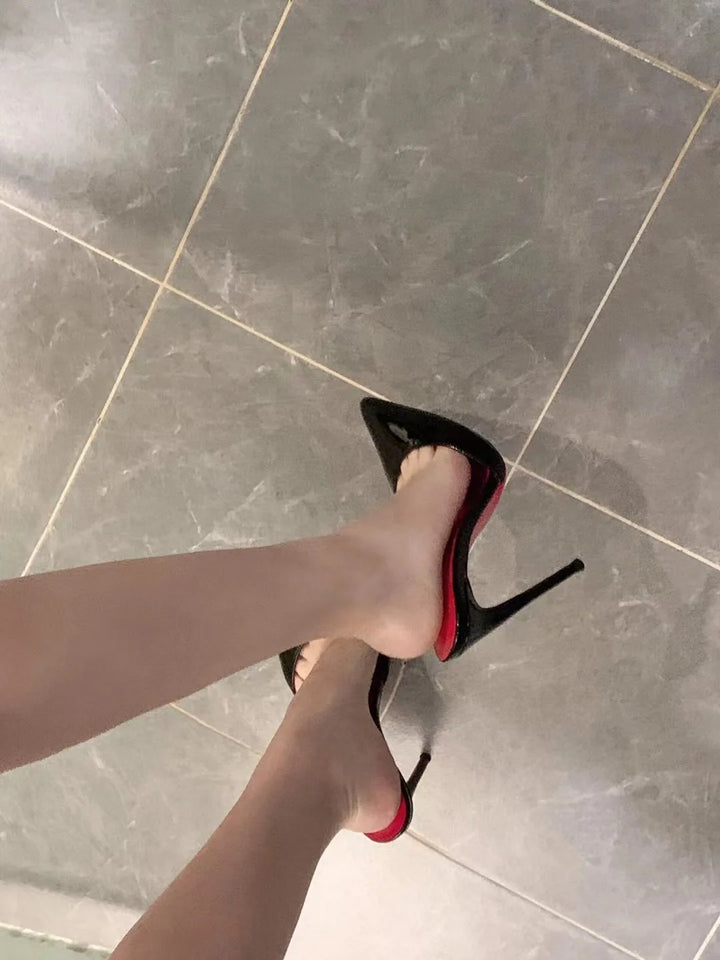 POX3 -   Red Bottom High Heels in Patent Leather Pointed Toe Stiletto Pumps for Women