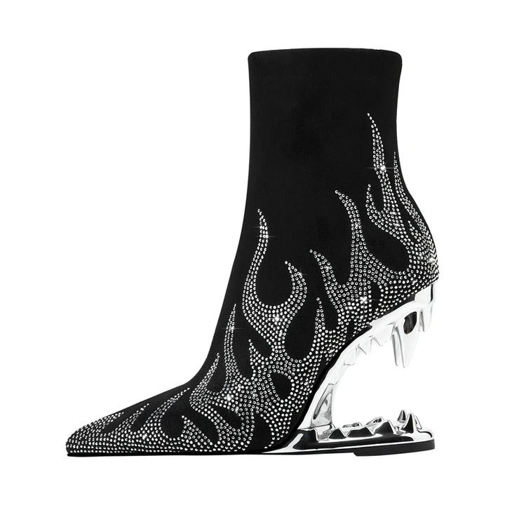 Diamond Flame Unique Teeth Tiger Teeth Shaped heel Women's Boots (11cm)