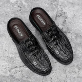 Neravo – Men’s Crocodile & Alligator pattern leather Mules. Backless Slip-On - Ashour Shoes